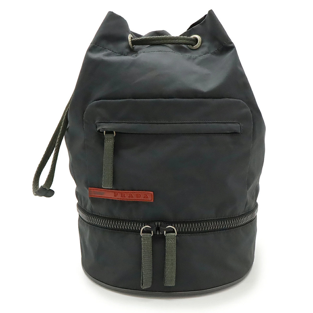 Prada Sport Shoulder Bag Hobo Drawstring Gray Red